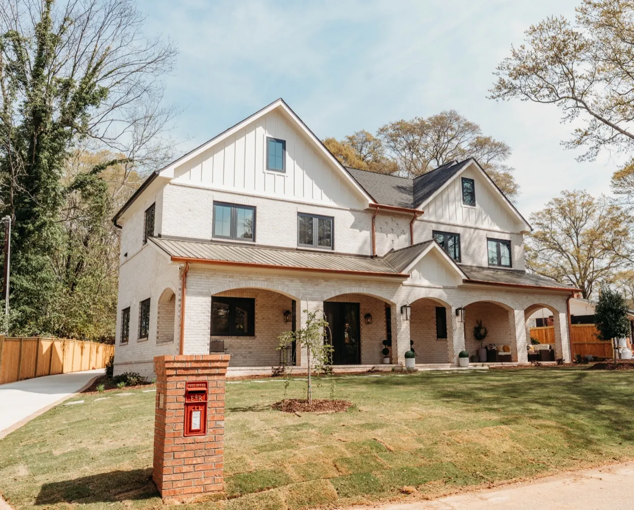 Exterior of a custom Cotswold-inspired home in Greenville, SC